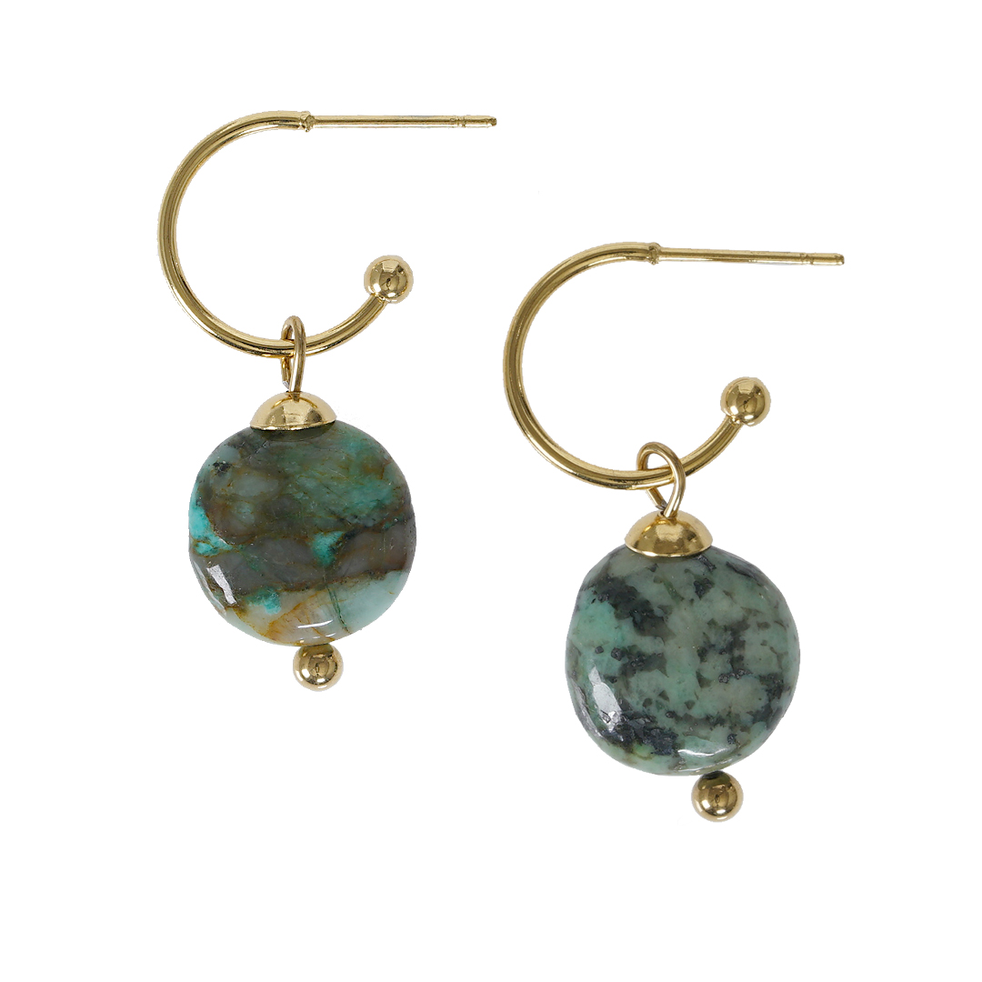 818 24 Edelsteen oorbellen Turquoise groen goud Liberté