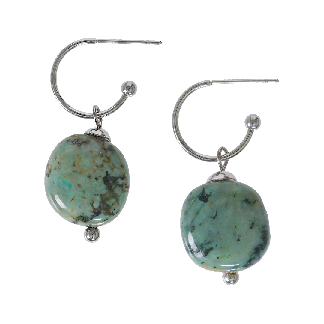 818 25 Edelsteen oorbellen Turquoise groen zilver Liberté
