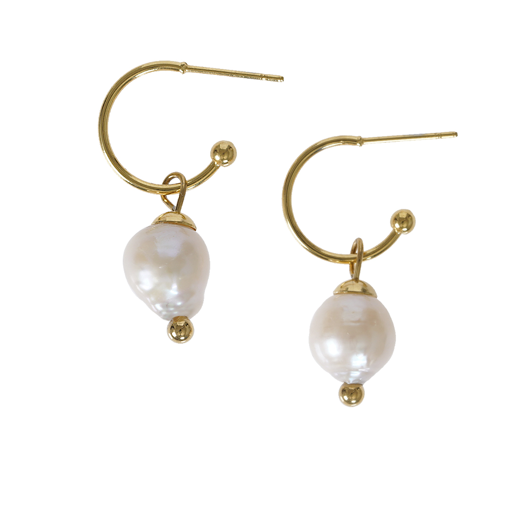 818 26 Edelsteen oorbellen Parel wit goud Liberté