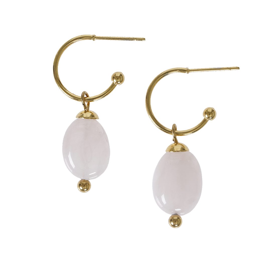 818 28 Edelsteen oorbellen Rozenkwarts roze goud Liberté