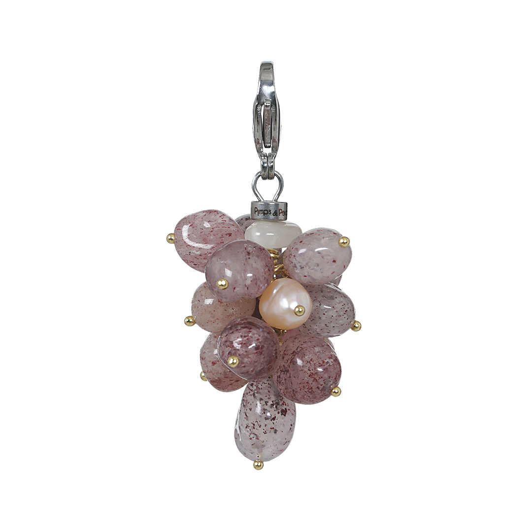824 17 Edelsteen bedel Aardbeikwarts roze zilver Join Us