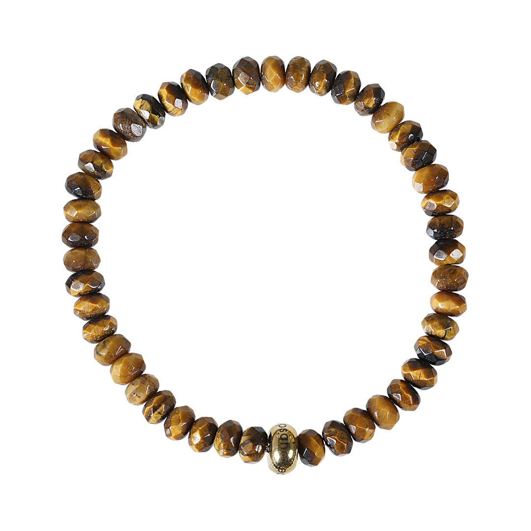 832 03 Edelsteen armband facet bruin Tijgeroog goud