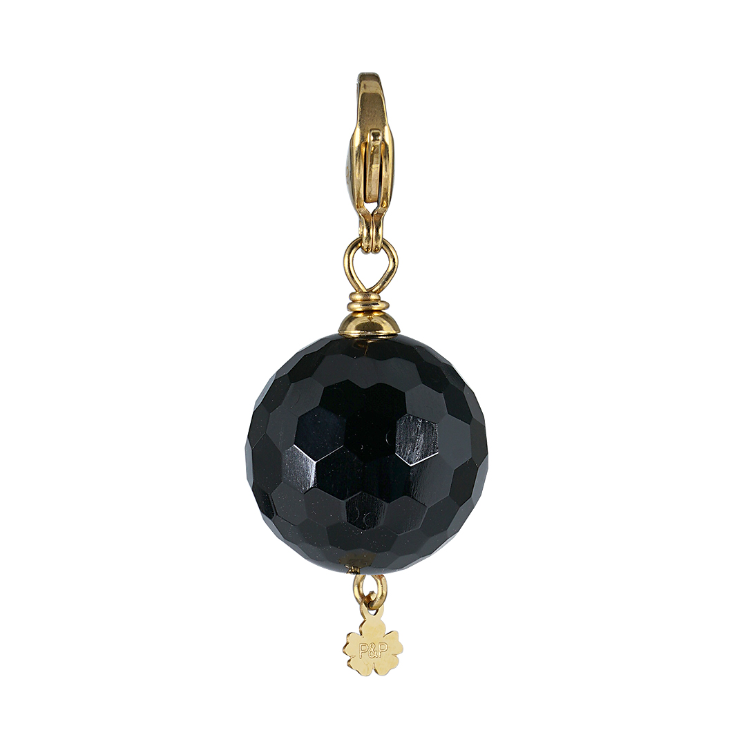 836 01G Edelsteen bedel Maxi Rock zwart Obsidiaan goud