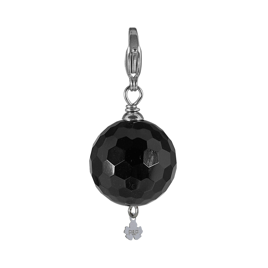 836 01Z Edelsteen bedel Maxi Rock zwart Obsidiaan zilver
