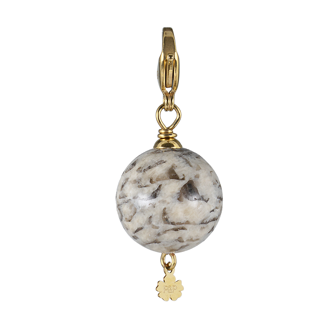 836 02G Edelsteen bedel Maxi Rock beige Jaspis goud