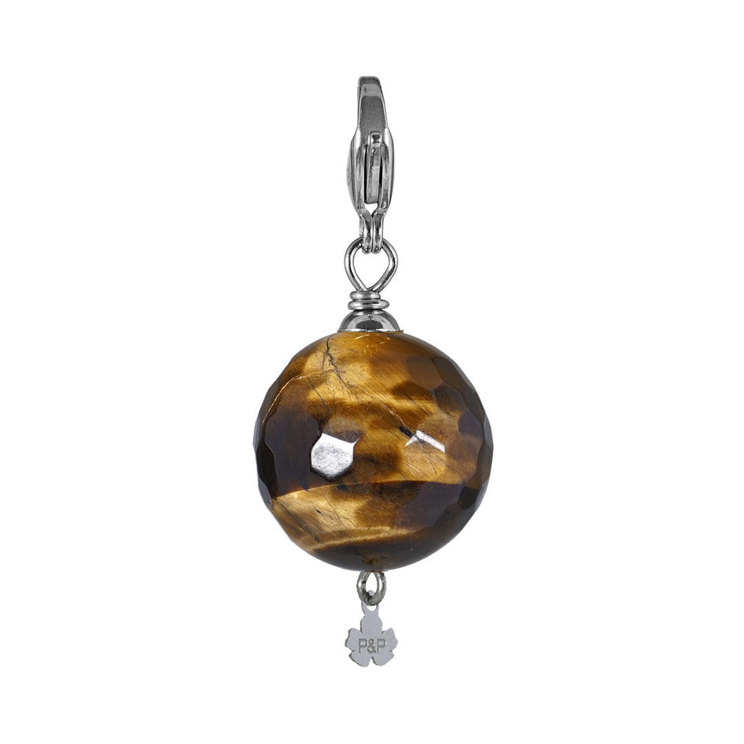 836 03Z Edelsteen bedel Maxi Rock bruin Tijgeroog zilver
