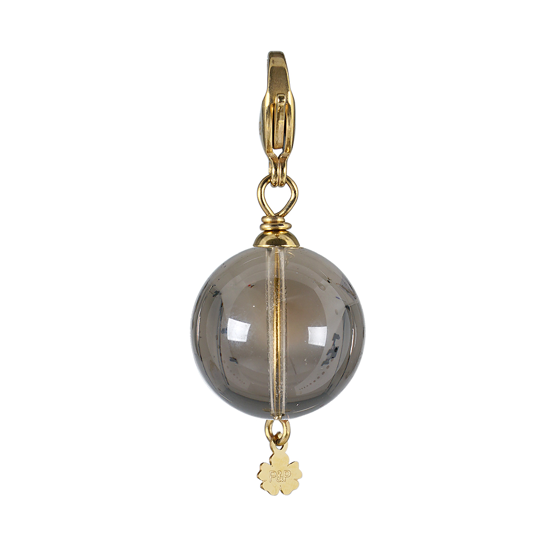 836 04G Edelsteen bedel Maxi Rock bruin Rookkwarts goud