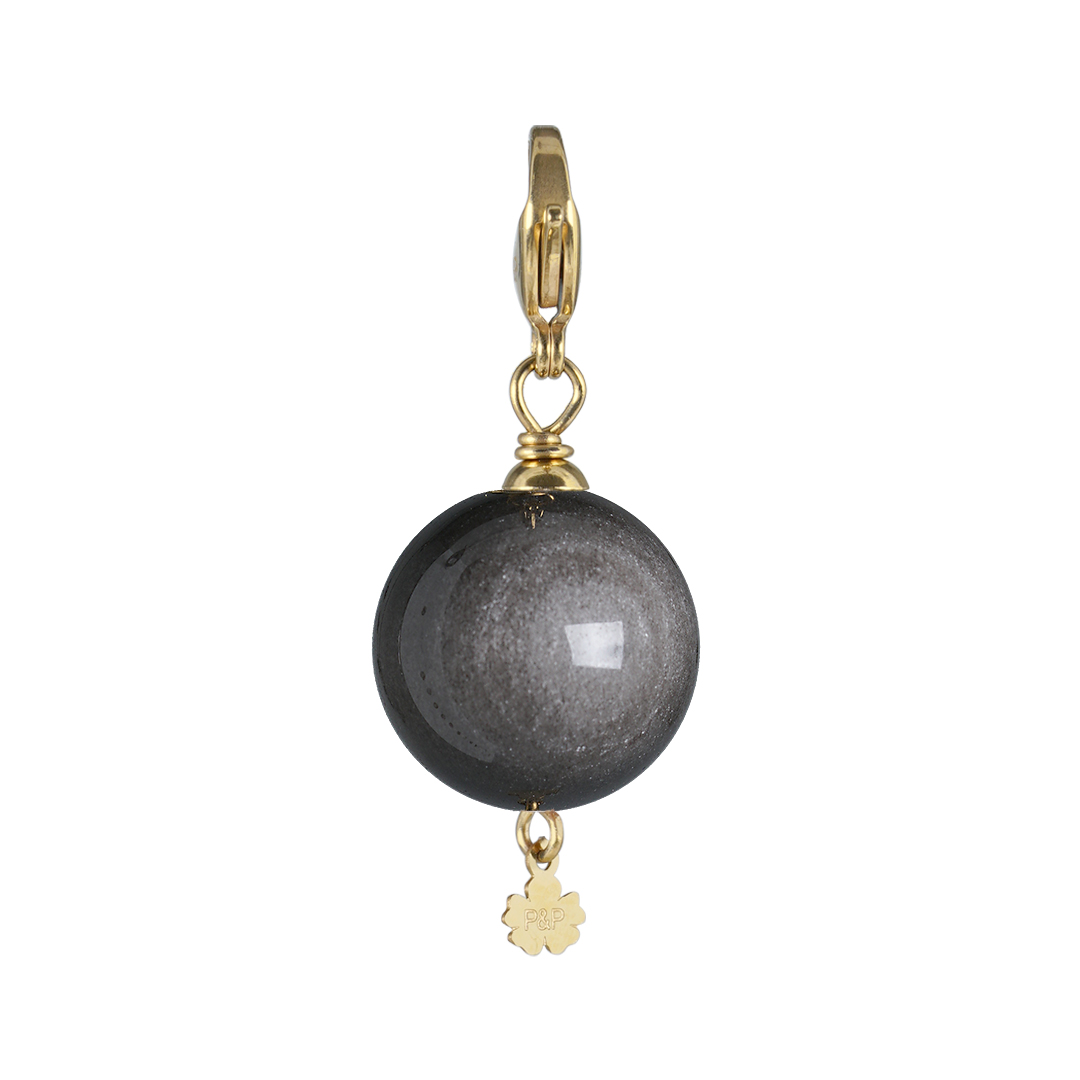 836 05G Edelsteen bedel Maxi Rock grijs Arendsoog goud