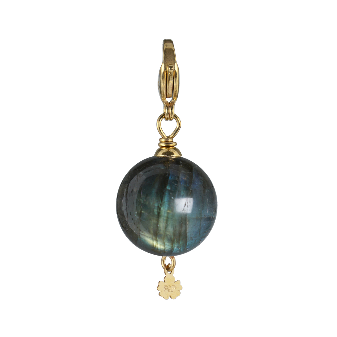 836 06G Edelsteen bedel Maxi Rock grijs Labradoriet goud