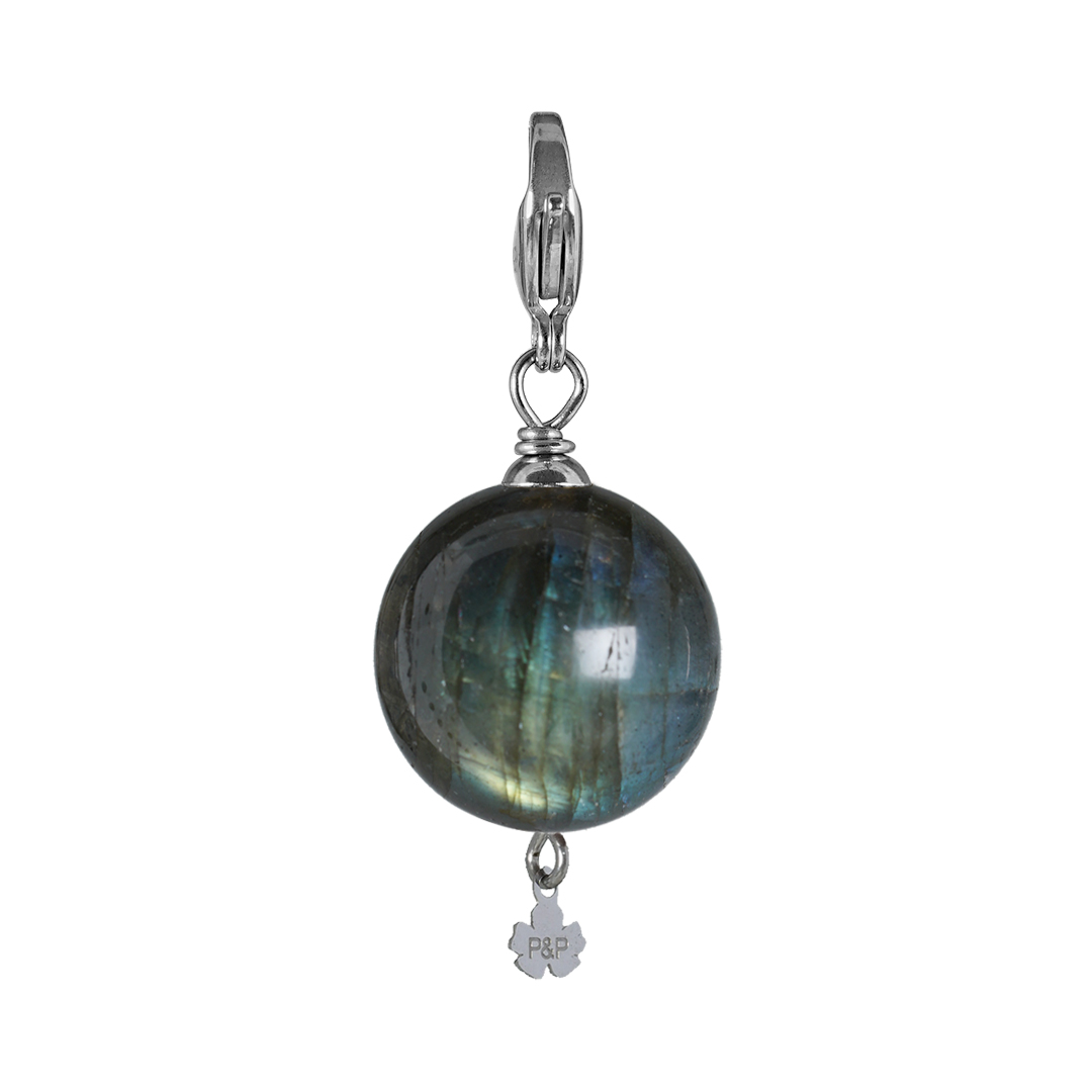 836 06Z Edelsteen bedel Maxi Rock grijs Labradoriet zilver