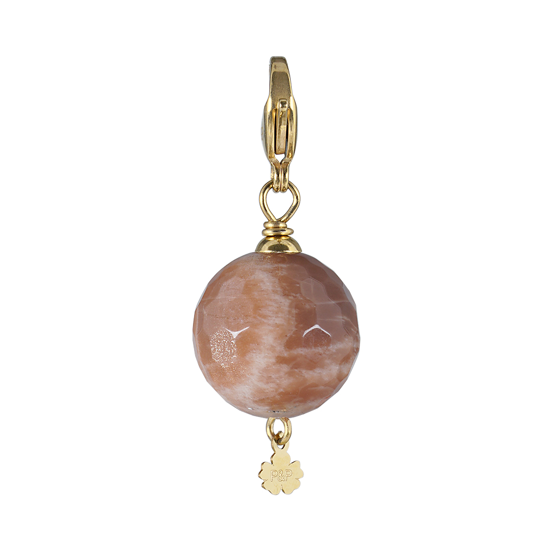 836 07G Edelsteen bedel Maxi Rock rose Maansteen goud