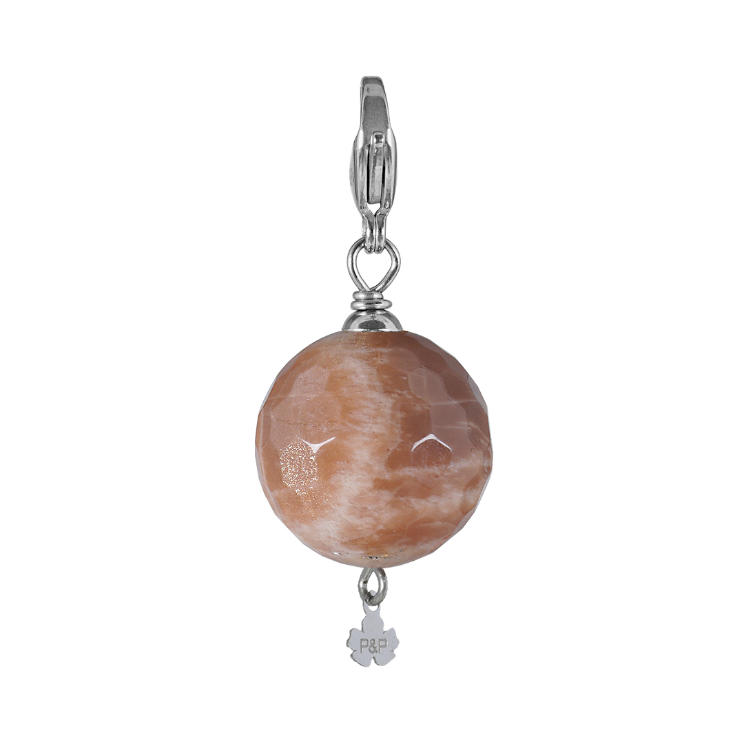836 07Z Edelsteen bedel Maxi Rock roze Maansteen zilver