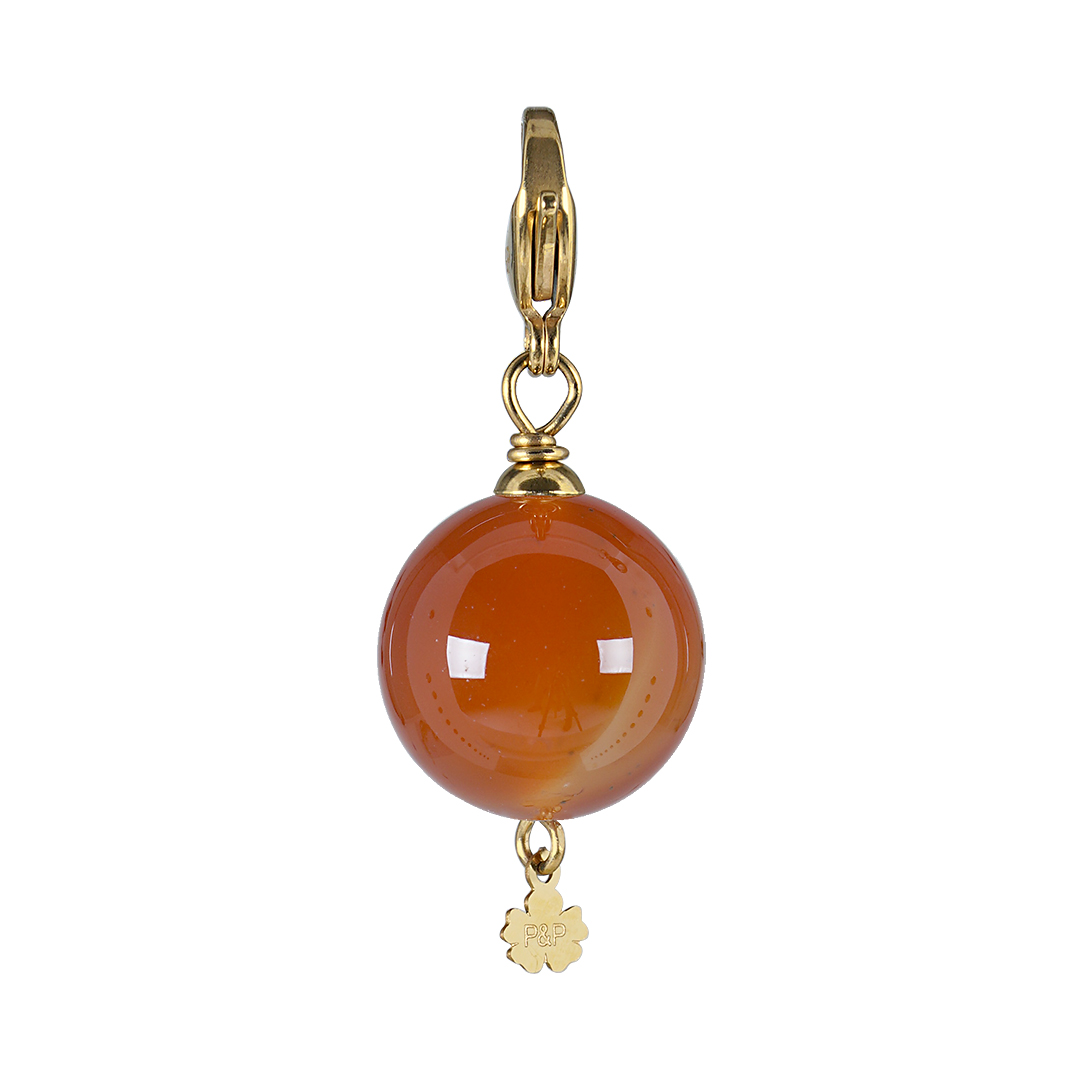 836 08G Edelsteen bedel Maxi Rock oranje Carneool goud