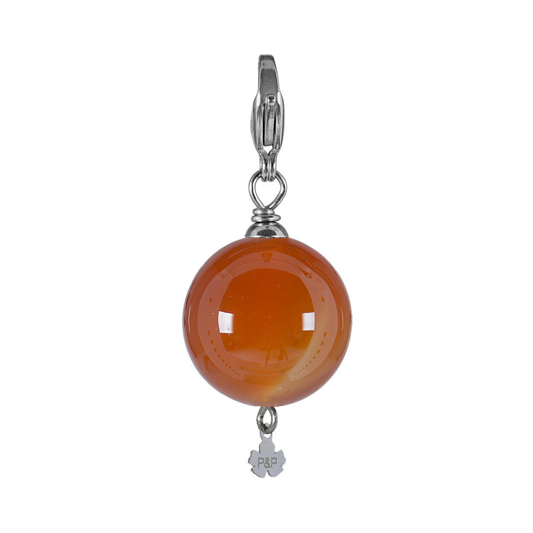 836 08Z Edelsteen bedel Maxi Rock oranje Carneool zilver