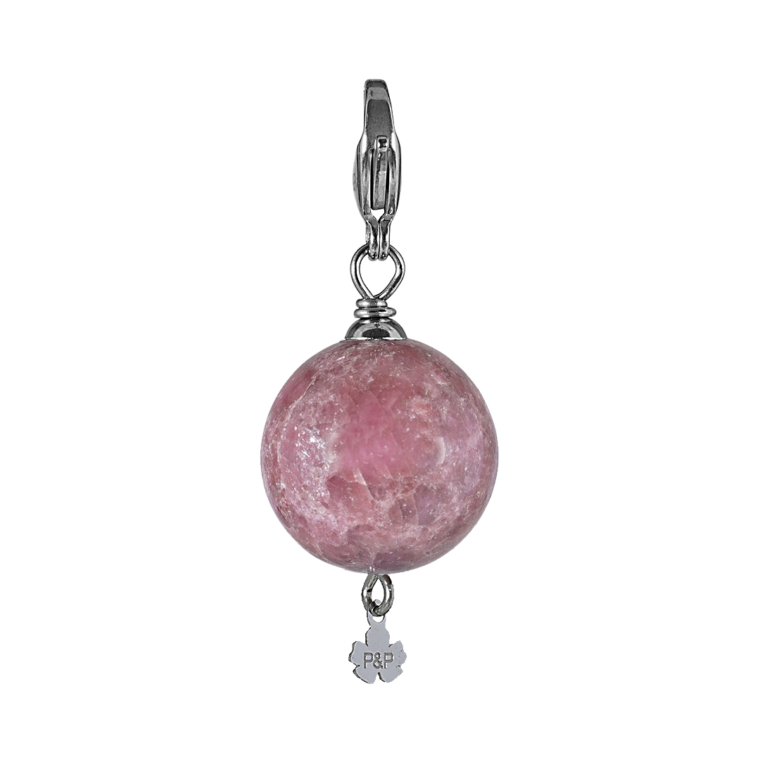 836 09Z Edelsteen bedel Maxi Rock rose Rhodoniet zilver