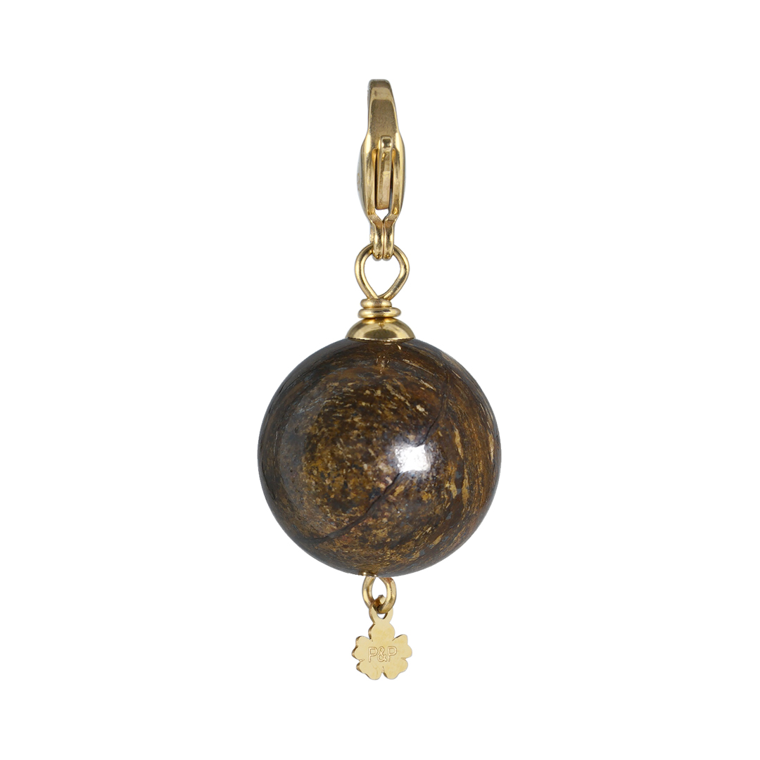 836 11G Edelsteen bedel Maxi Rock bruin Bronziet goud