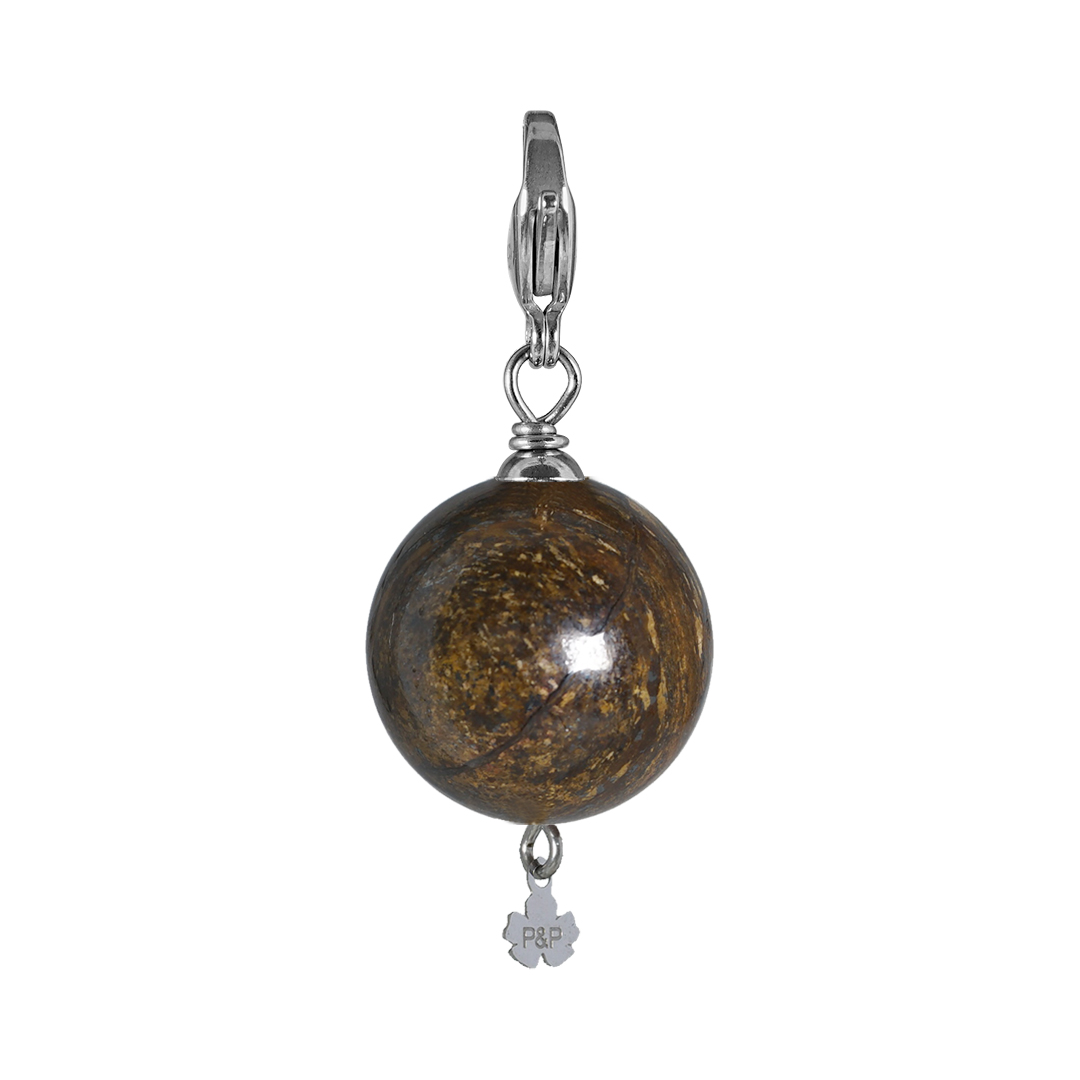 836 11Z Edelsteen bedel Maxi Rock bruin Bronziet zilver