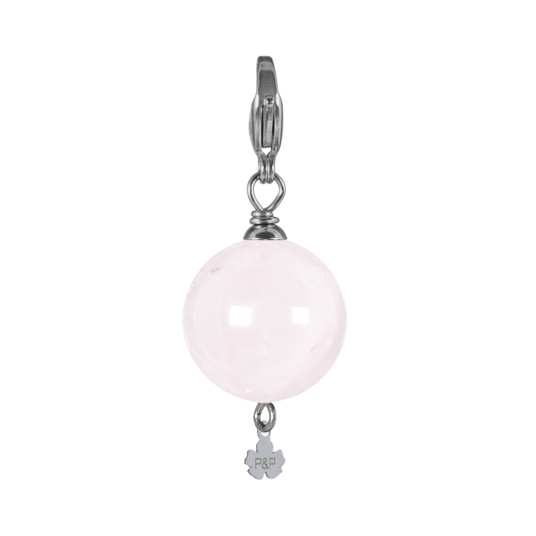 836 35Z Edelsteen bedel Maxi Rocks roze Rozenkwarts zilver
