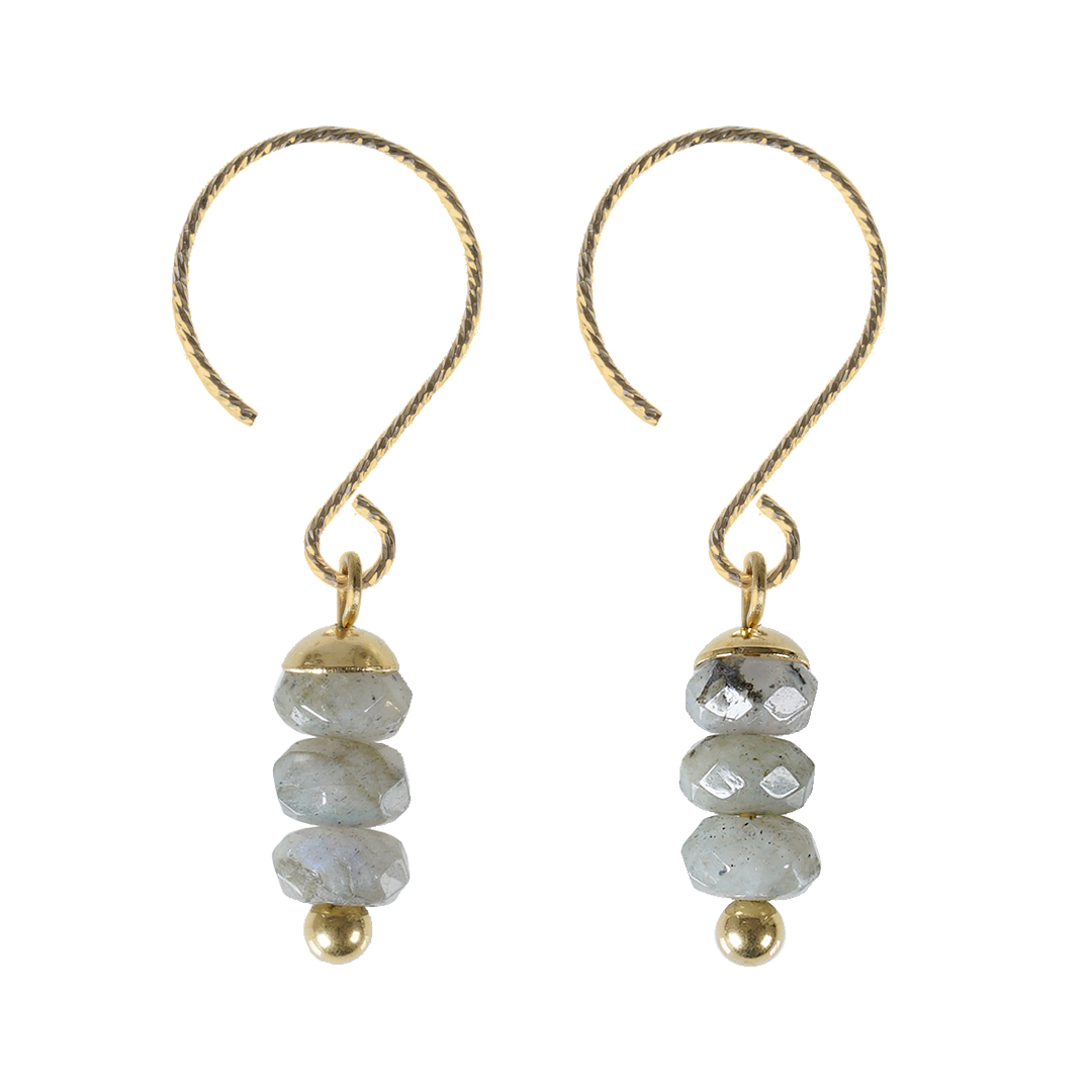 840 05 Edelsteen oorbel grijs Labradoriet goud