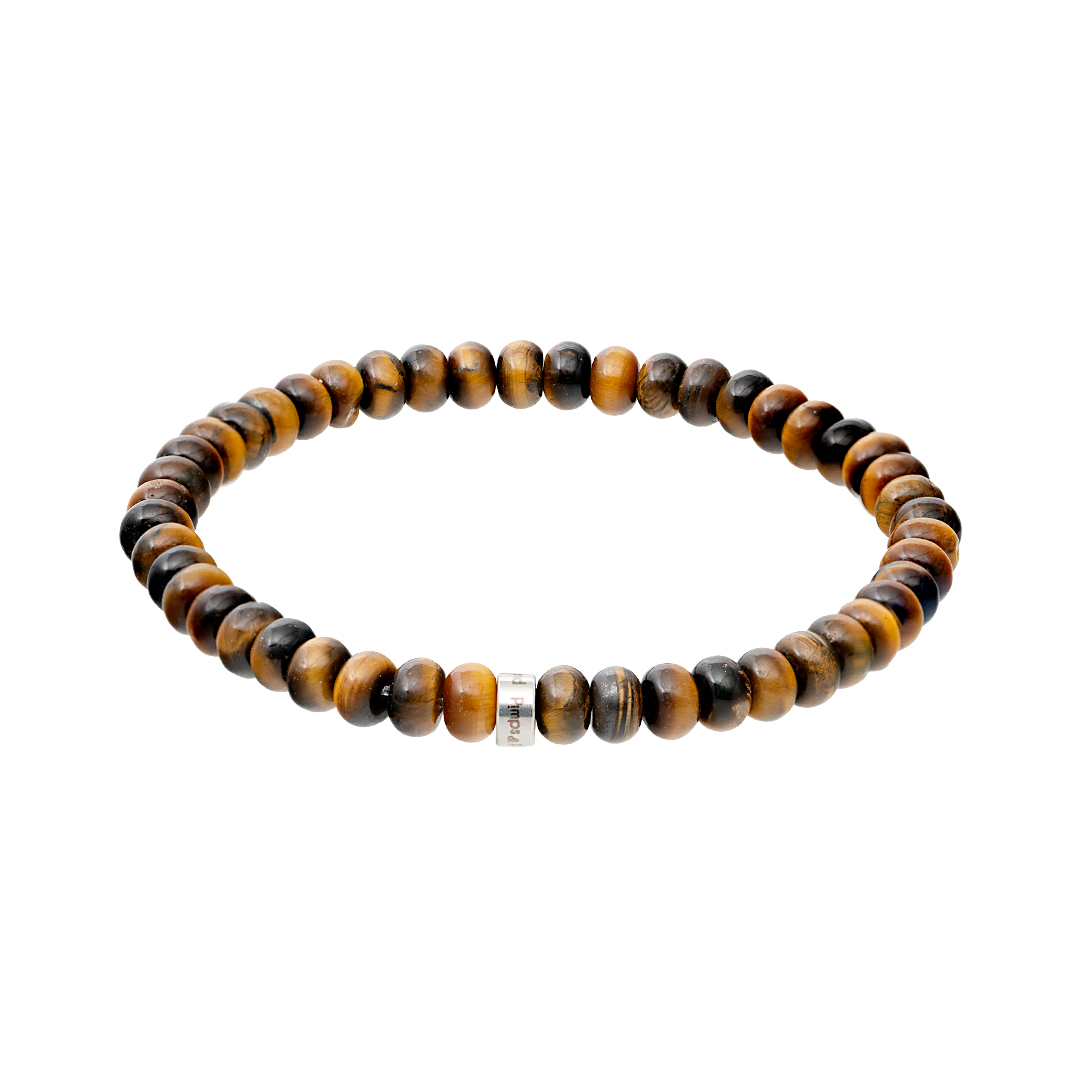 874 03 Edelsteen heren armband bruin Tijgeroog Hero