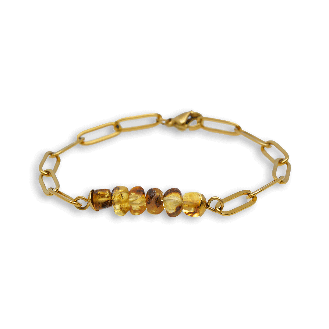 Amber armband geel goldplated closed forever 1134 103