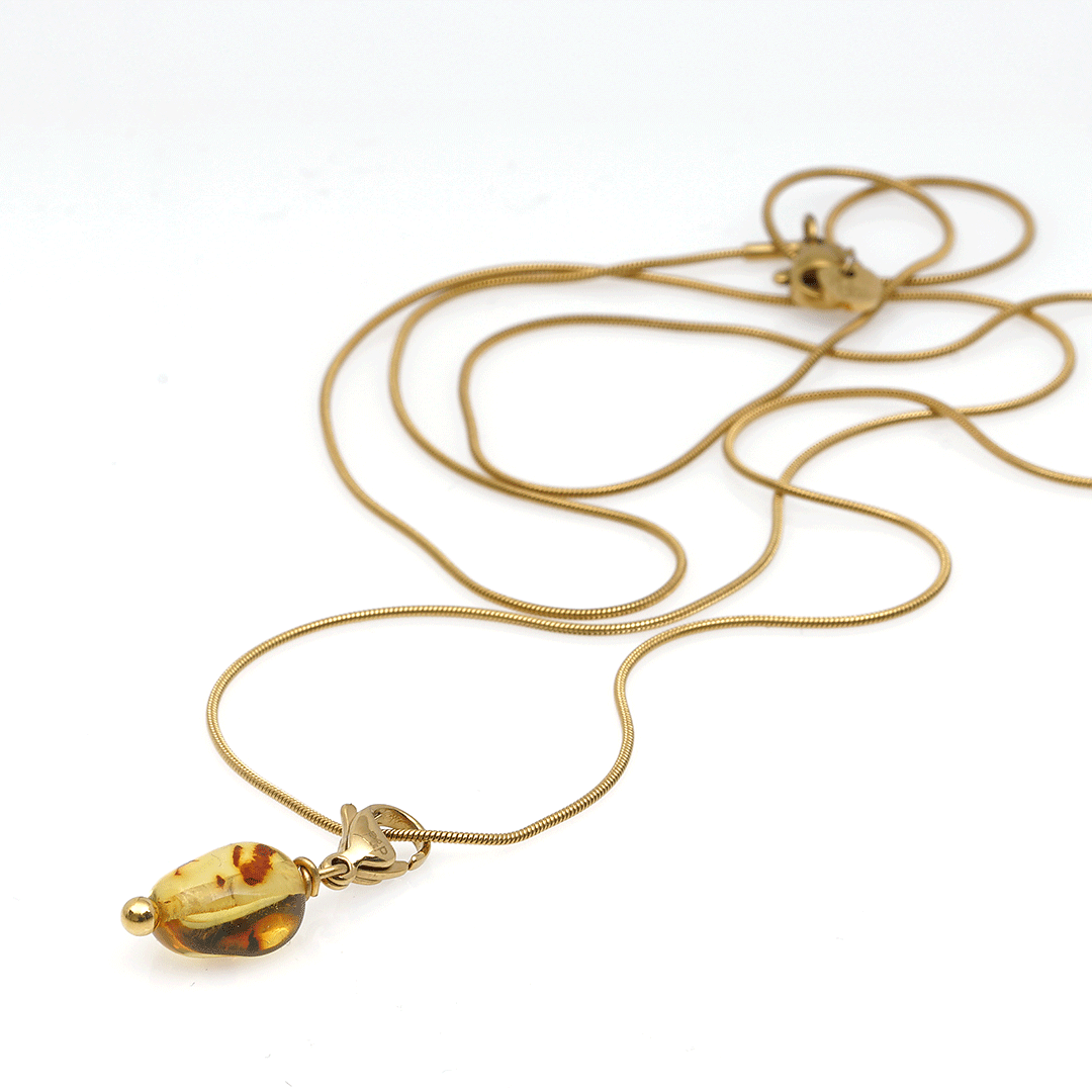 Amber ketting lang goldplated snake 80 cm 1130 103G