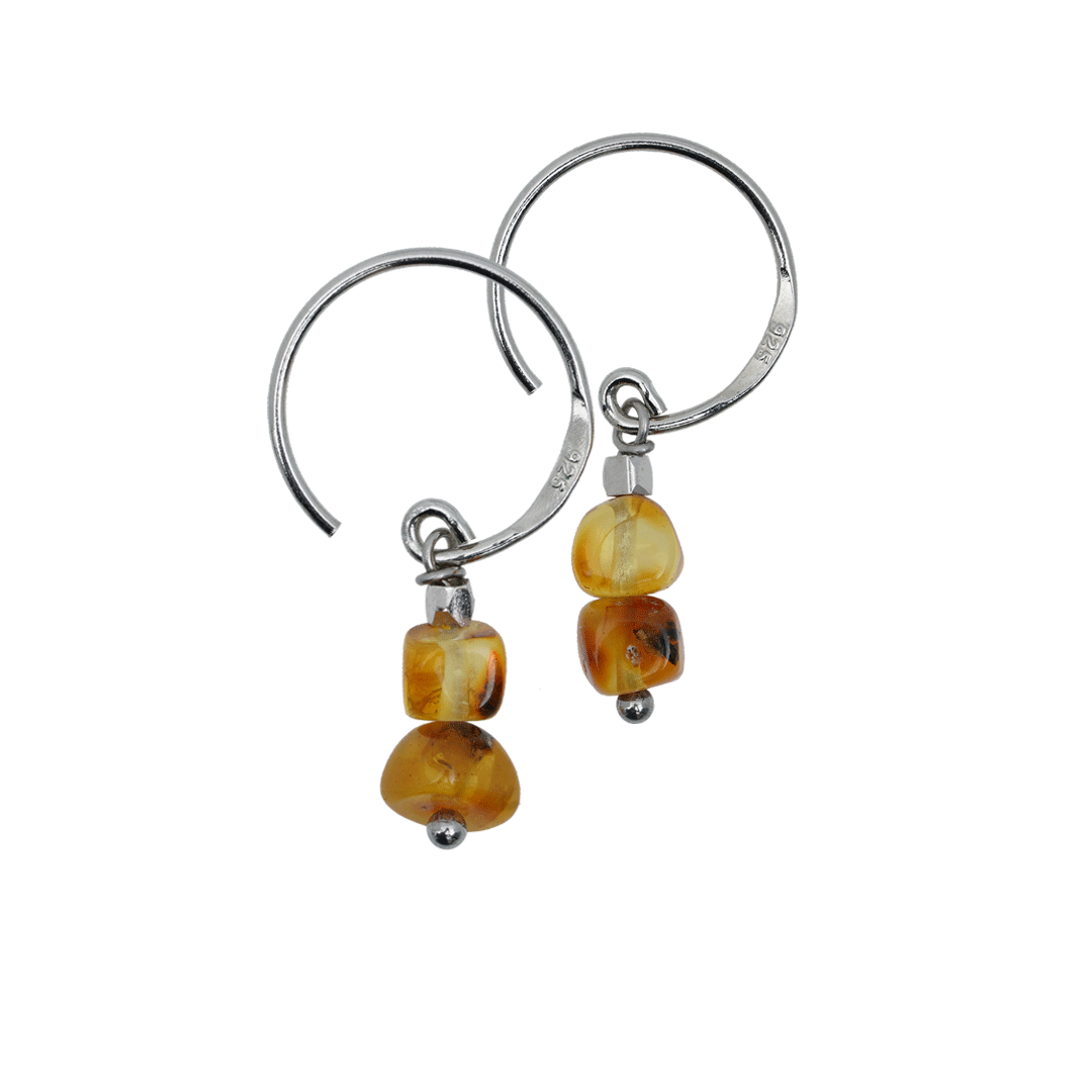 Amber oorbellen geel zilver 686 101Z