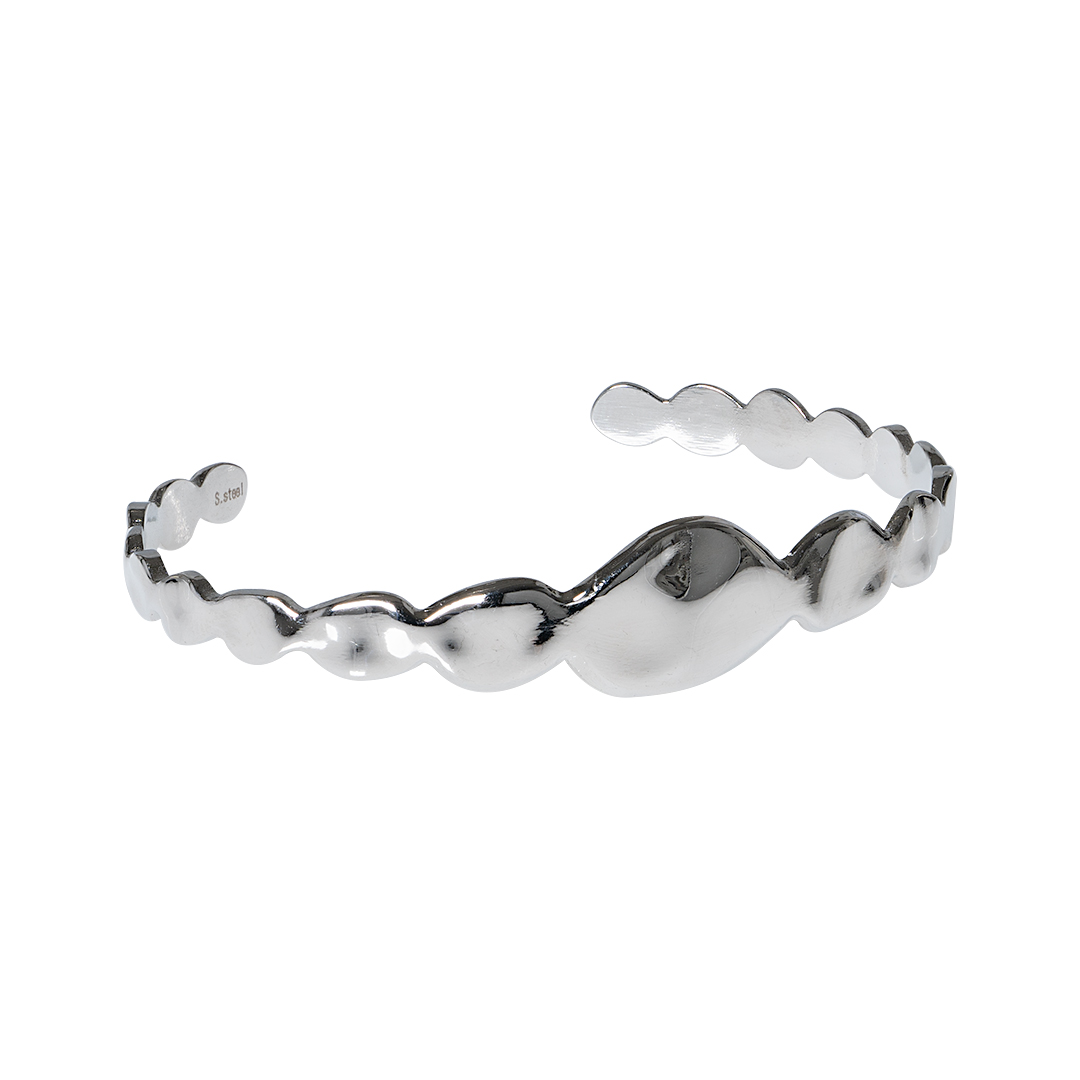 Armband open organic zilver edelstaal Freya Pim 1014 01Z