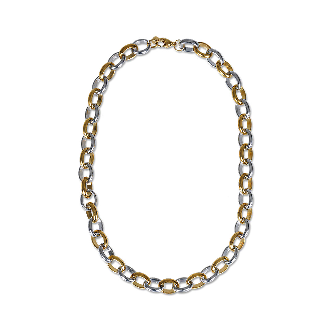 Edelstaal korte ketting goud zilver mix 842 02 mix