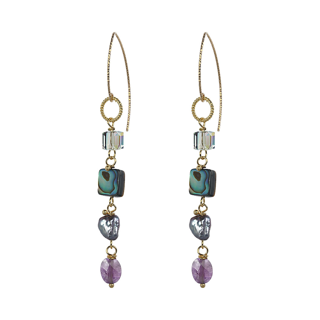 Edelsteen Oorbellen goud Amethist Fruity Pearls 742 59