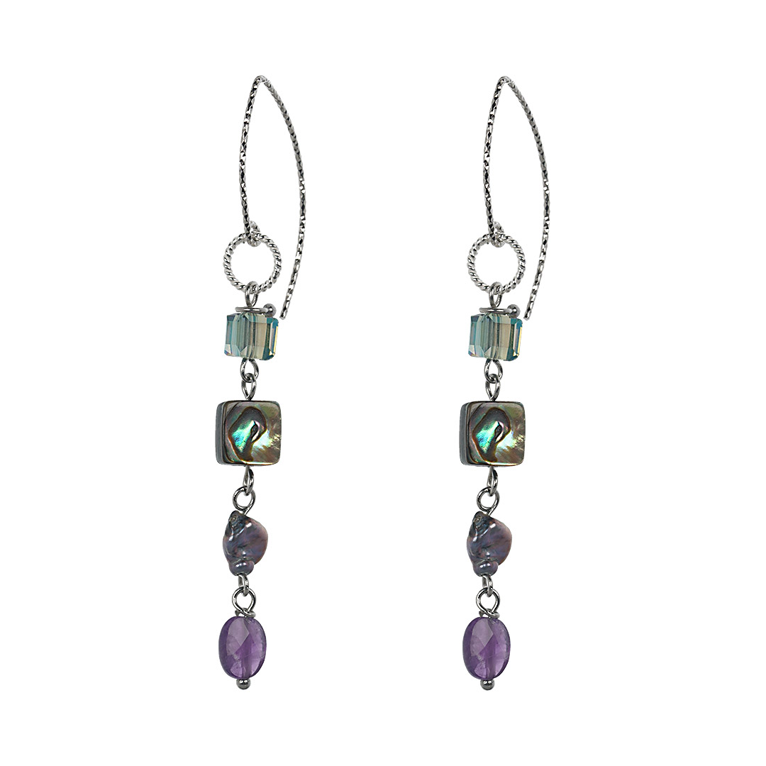 Edelsteen Oorbellen zilver Amethist Fruity Pearls 742 56