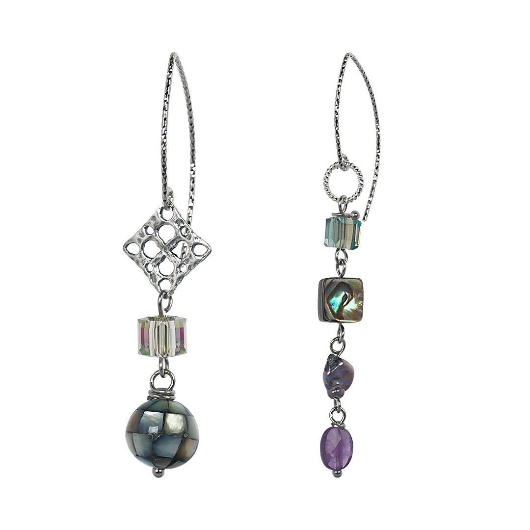 Edelsteen Oorbellen zilver mix Special Fruity Pearls 742 54