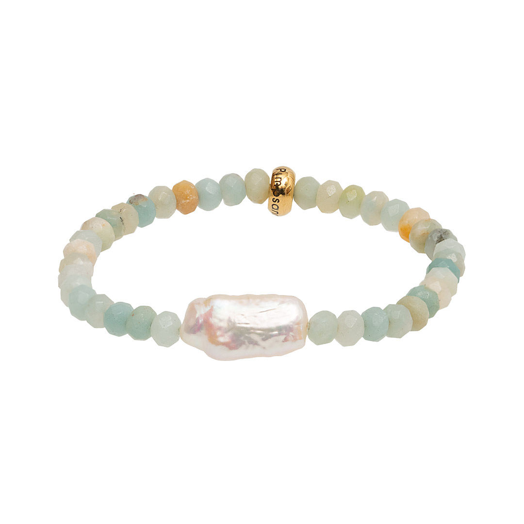 Edelsteen armband Amazoniet blauw mix facet 832 15