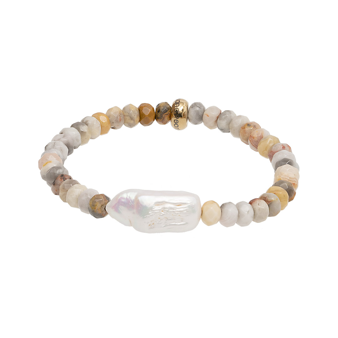 Edelsteen armband Crazy Agaat beige facet 832 16