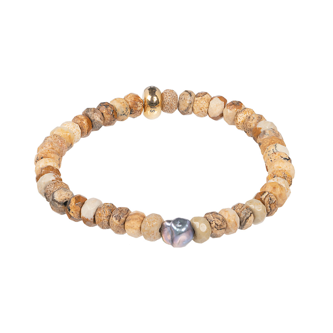 Edelsteen armband beige Landschap Jaspis facet 832 22