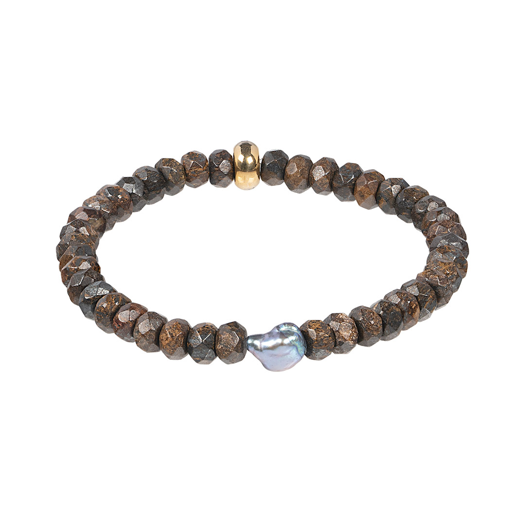 Edelsteen armband bruin Bronziet facet 832 24