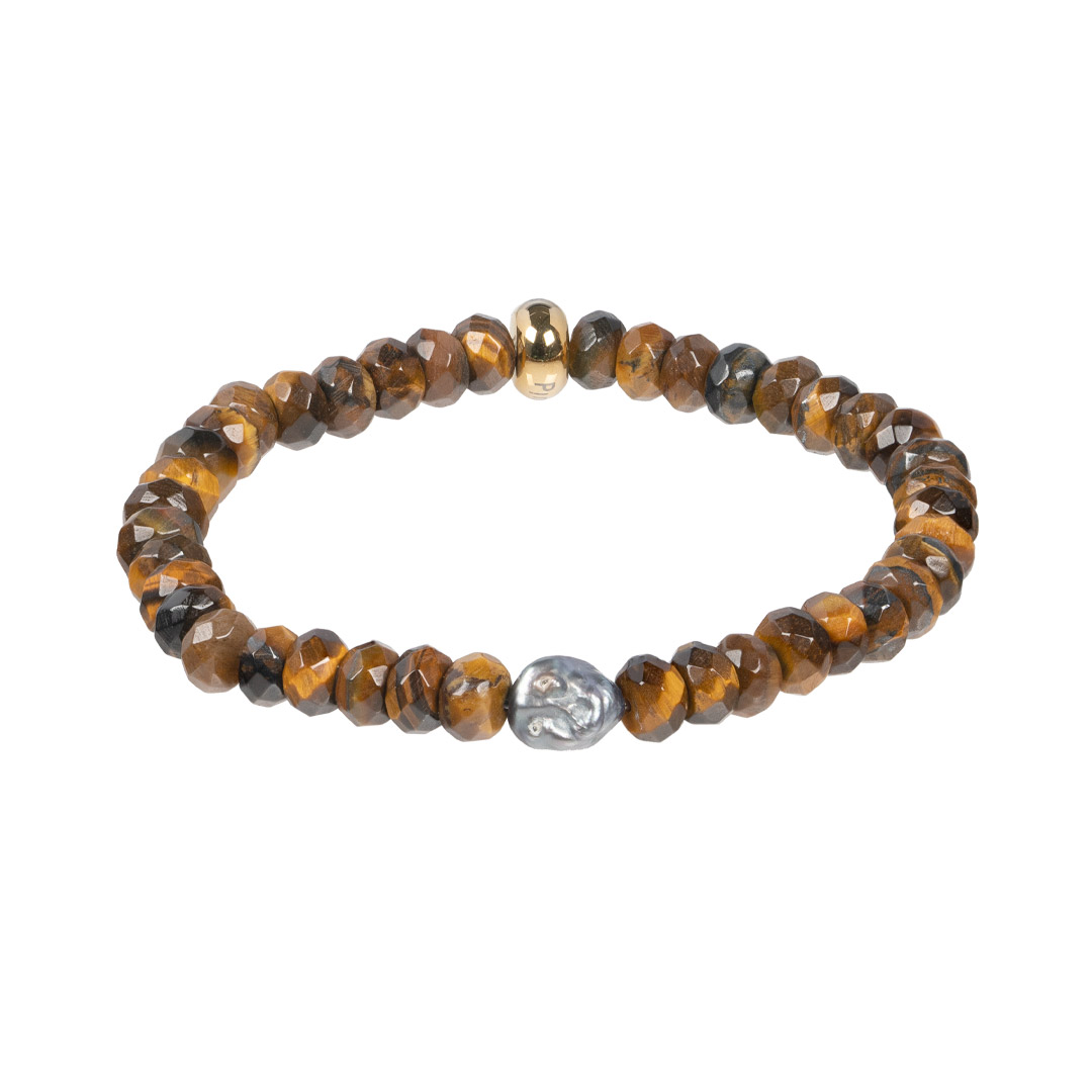 Edelsteen armband bruin Tijgeroog facet 832 23