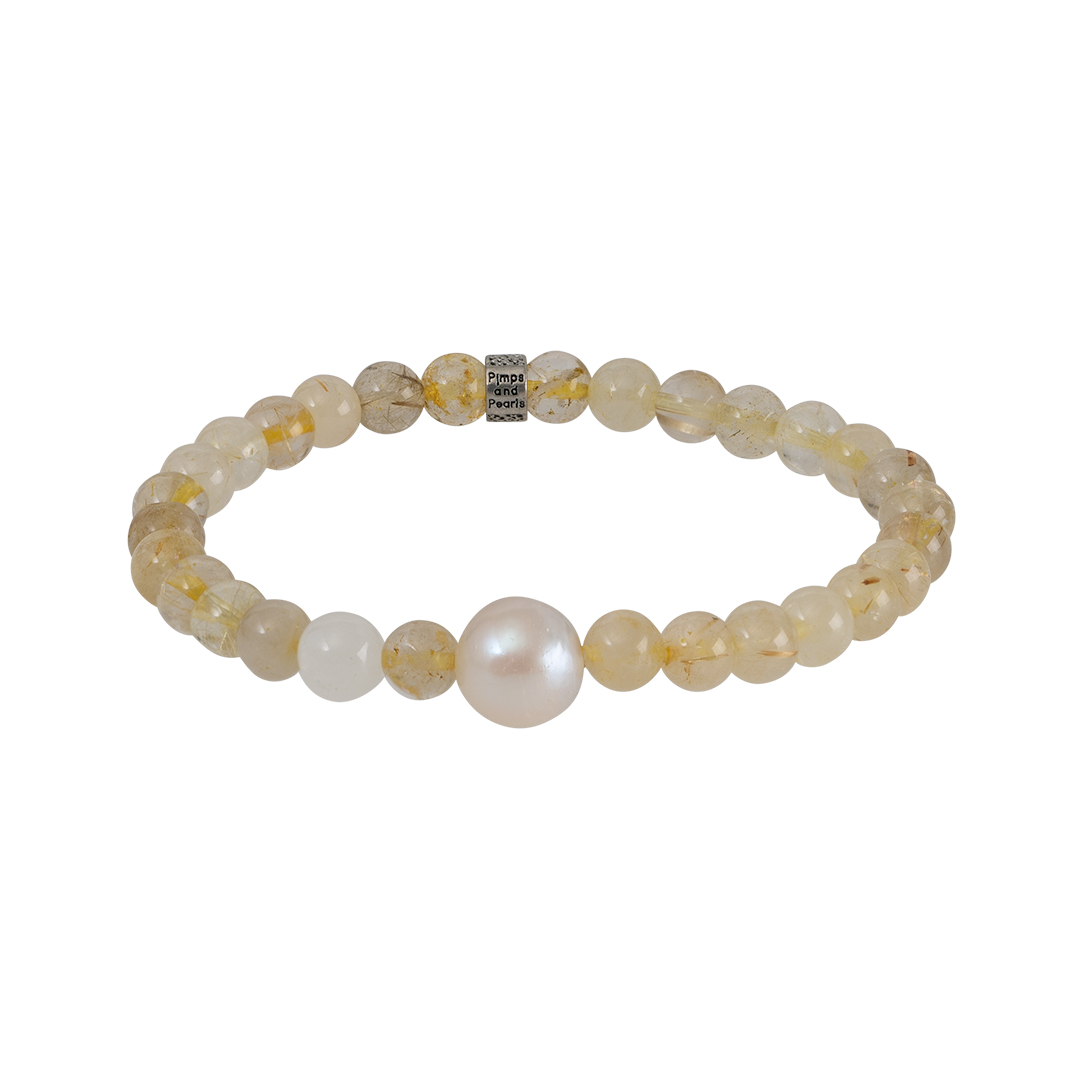 Edelsteen armband geel goud Rutielkwarts Saya Mala 636 34