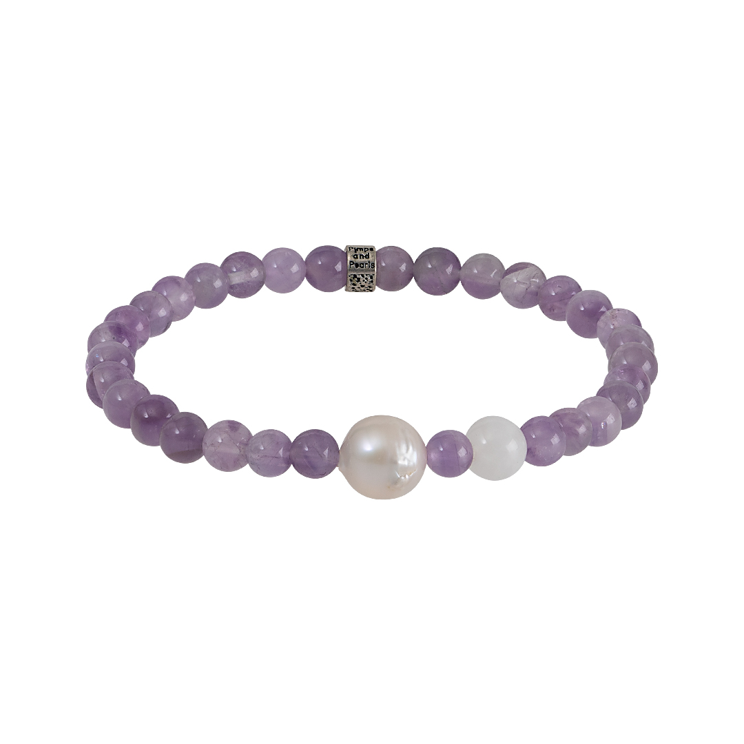 Edelsteen armband lila Amethist Saya Mala 636 37