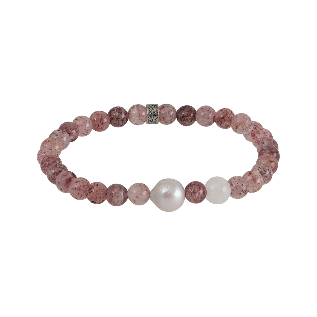 Edelsteen armband roze Aardbeienkwarts Saya Mala 636 38