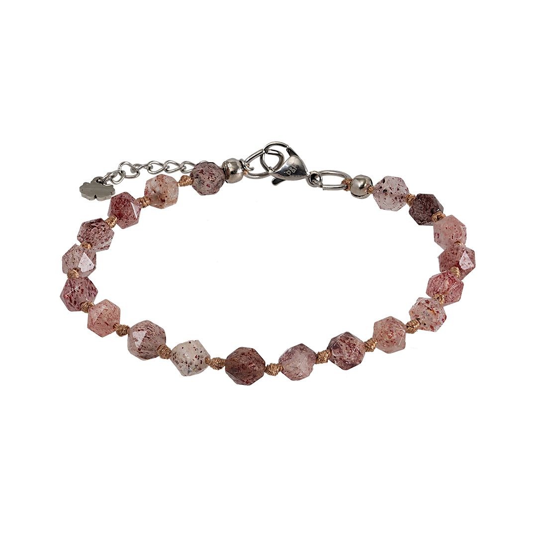Edelsteen armband roze Aardbeienkwarts Saya Mala 884 15