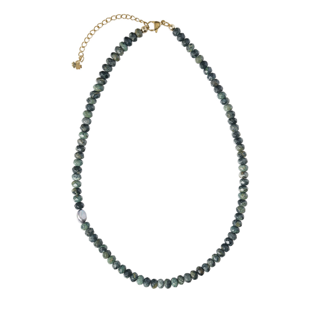 Edelsteen ketting groen Kambaba facet kort 830 27