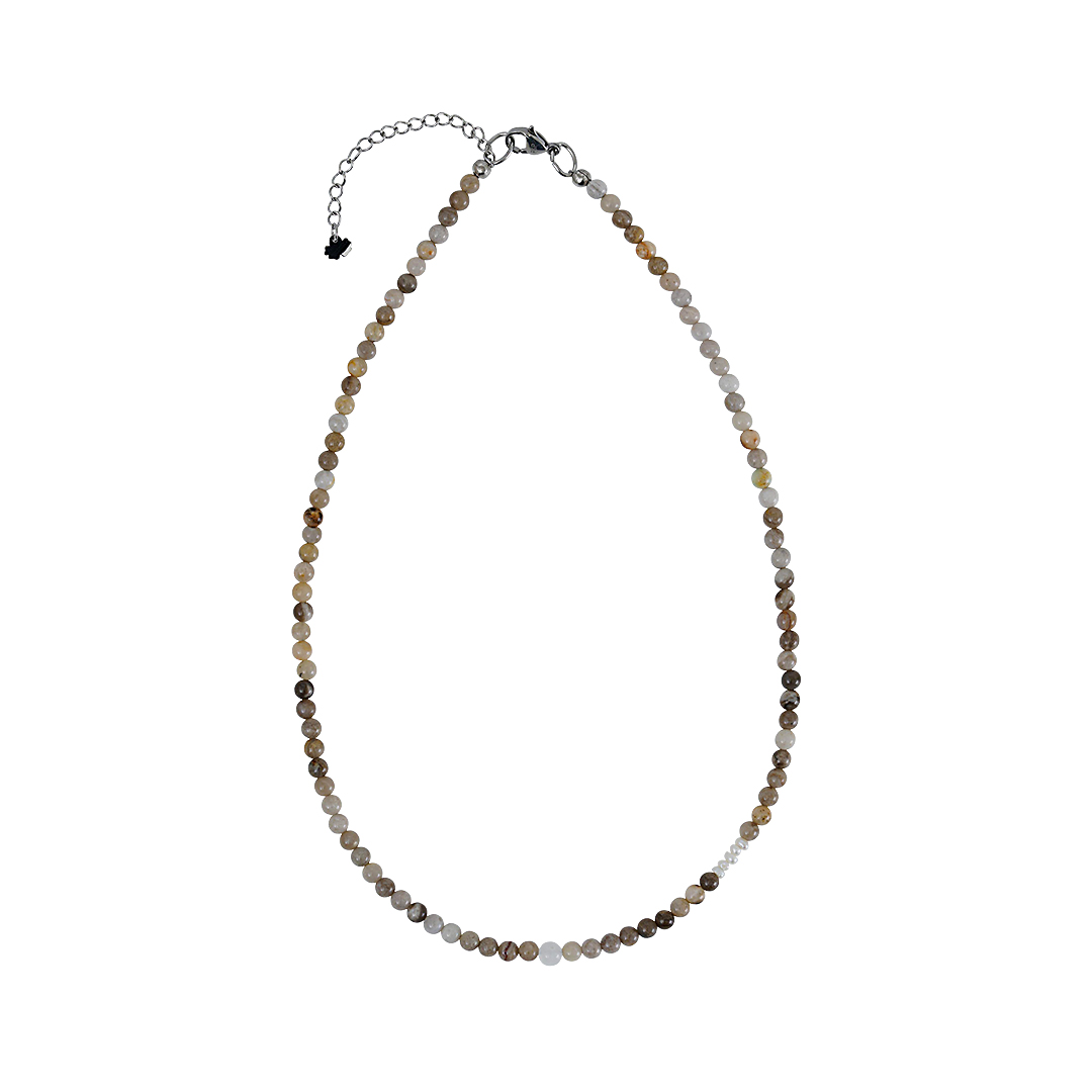 Edelsteen korte ketting beige mix Jaspis Saya Mala 750 36