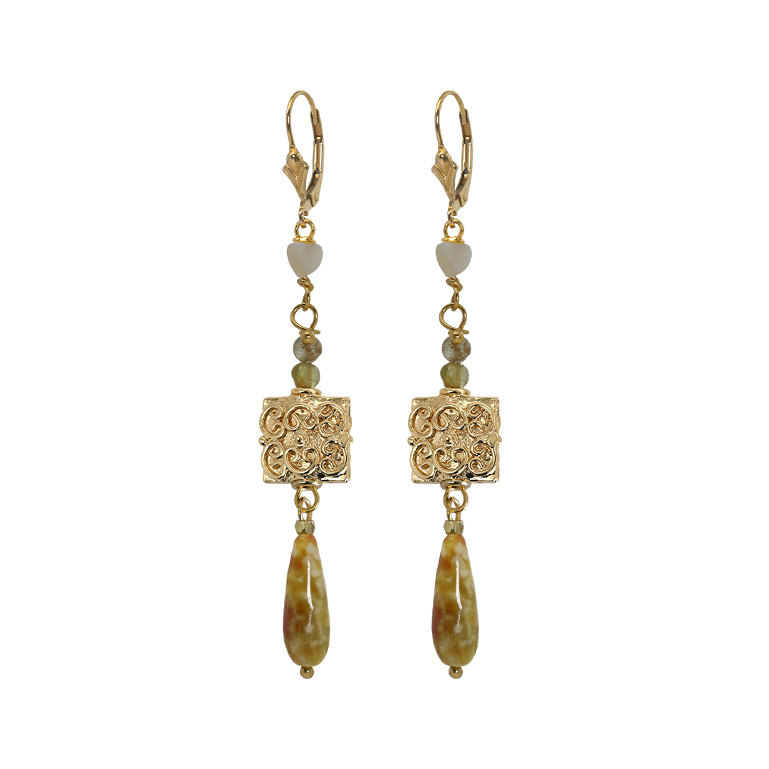 Edelsteen oorbel Groene Opaal goud 970 03