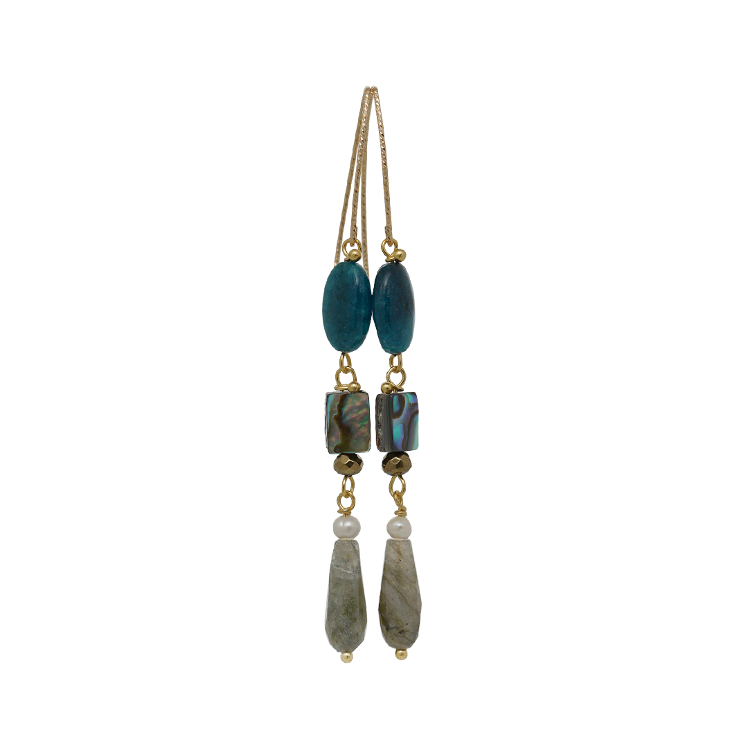 Edelsteen oorbellen goud blauw Labradoriet Fruity Pearls 742 67