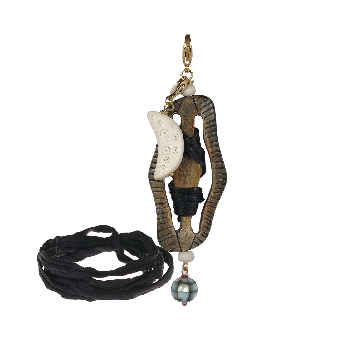 Ketting hout bruin goud Naturel Beauties 608 24