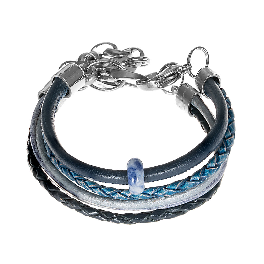 Leren armband blauw Dumortieriet bedel Five Gems 544 25