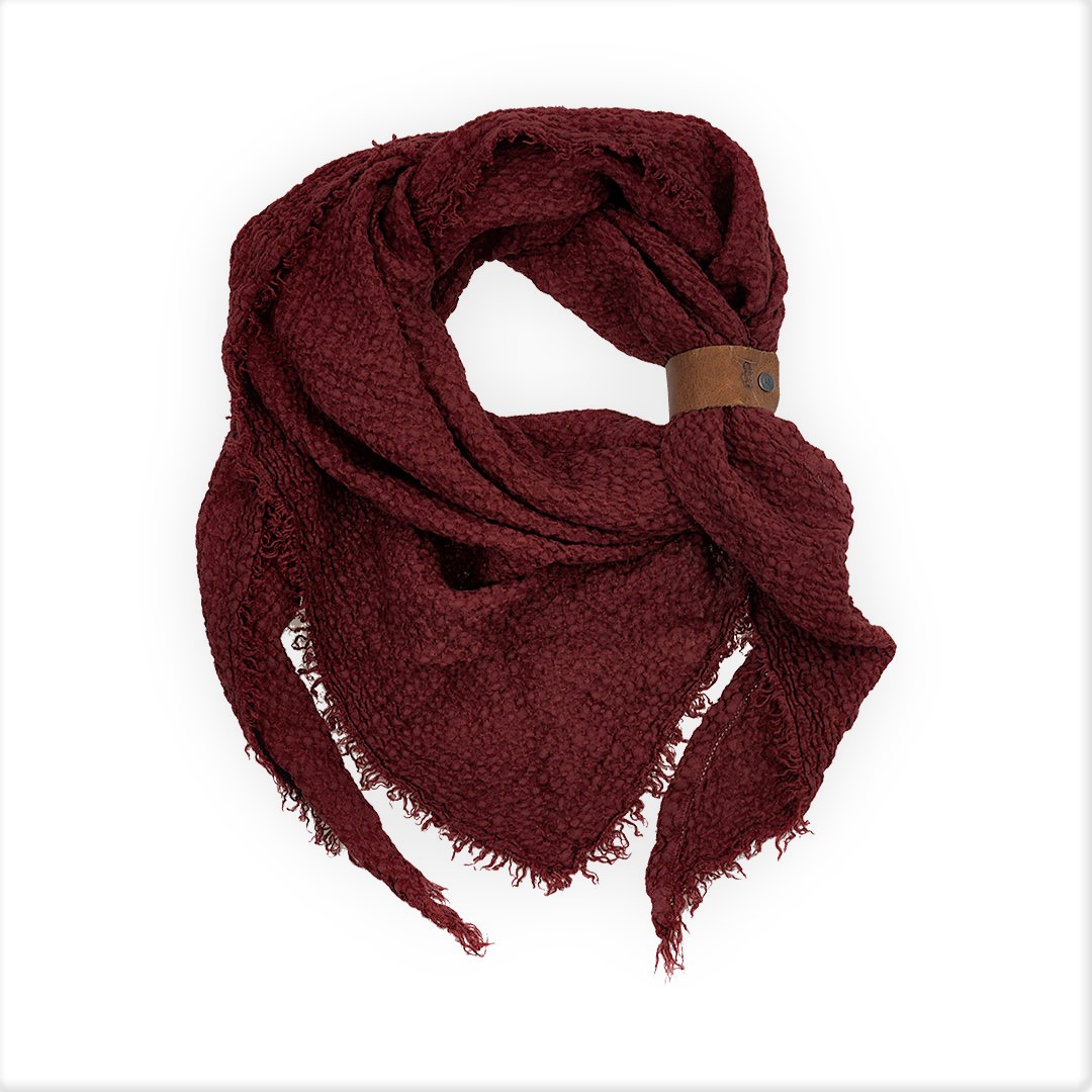 Linnen sjaal Triangle rood Pomgranaat Dress2Impress wafel 850 42