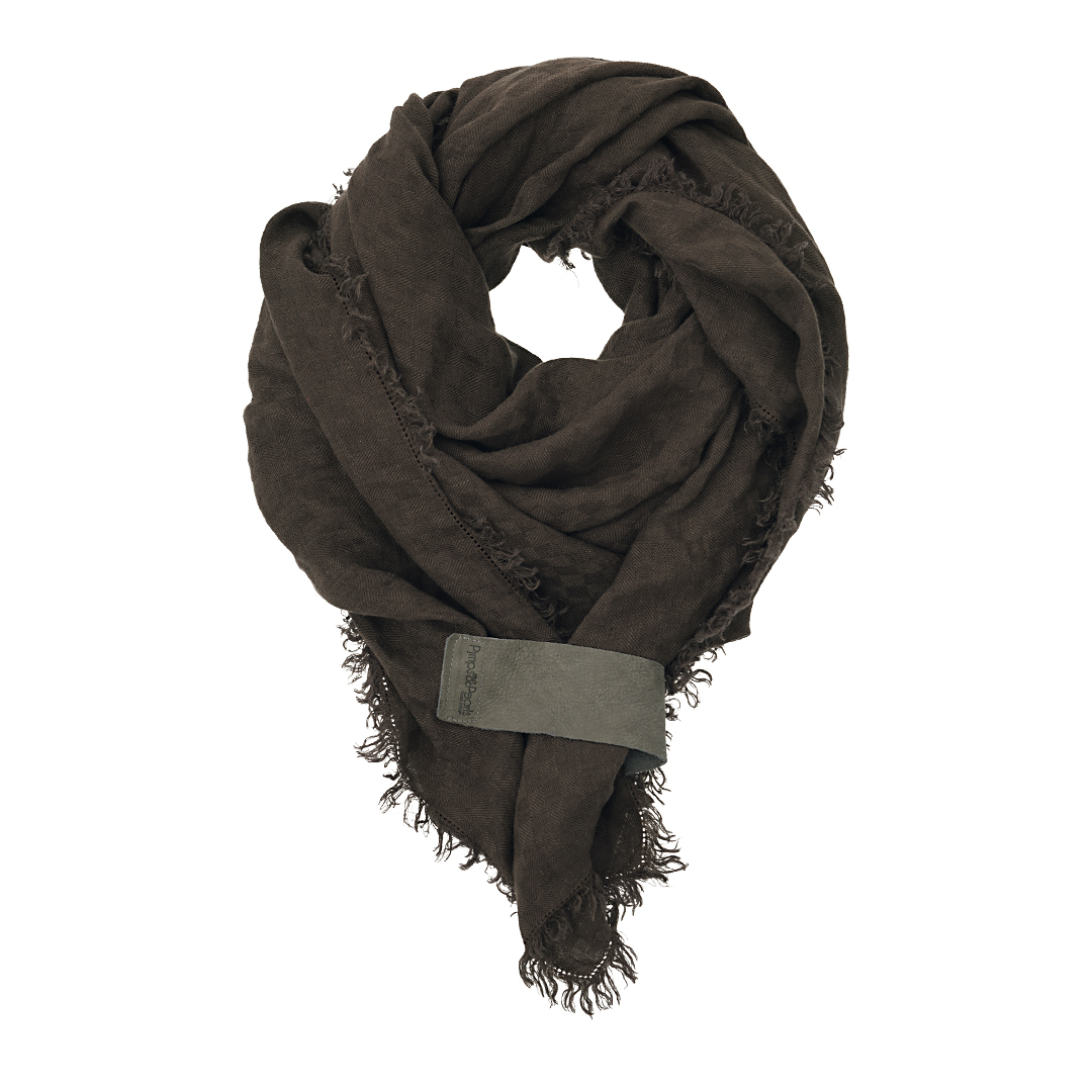Linnen sjaal chocolade bruin vierkant basic 278 48