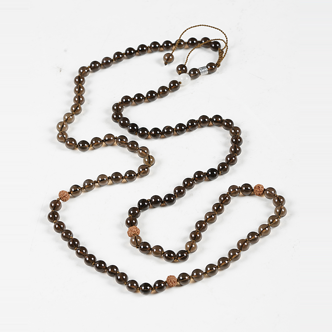 Mala ketting bruin Rookkwarts edelsteen 1026 03